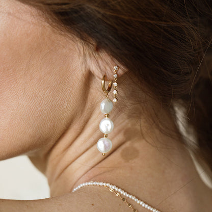 Laurel Pearl Drop Hoop Earrings