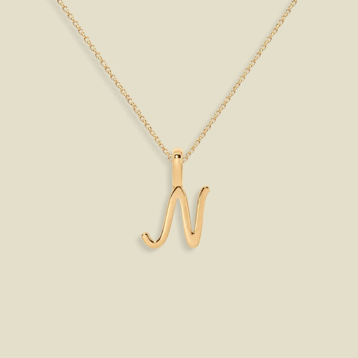Script Initial Charm Necklace