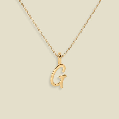 Script Initial Charm Necklace