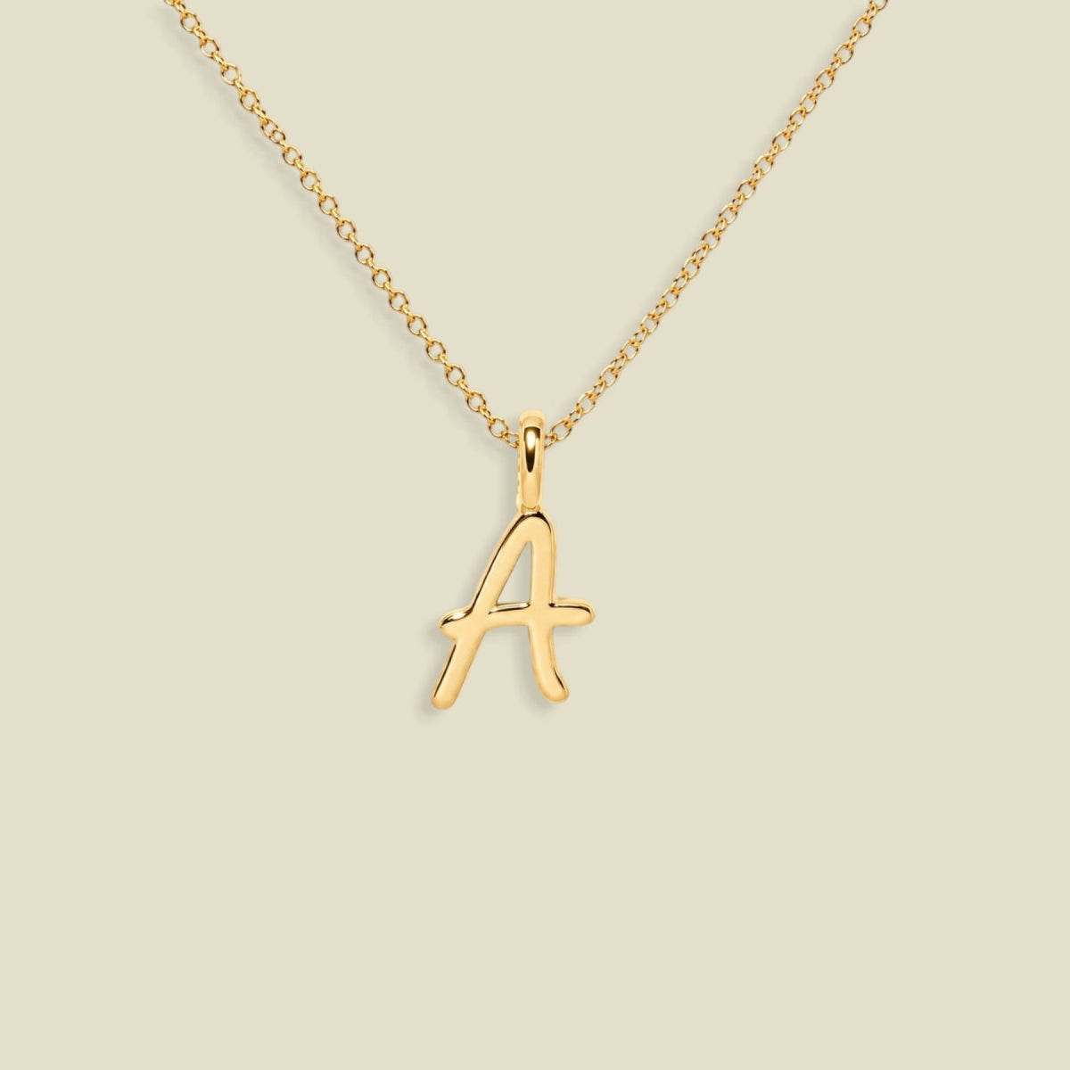 Script Initial Charm Necklace