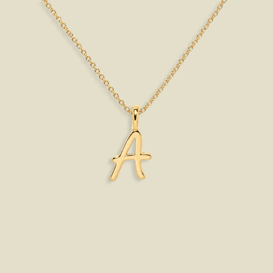 Script Initial Charm Necklace