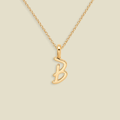 Script Initial Charm Necklace