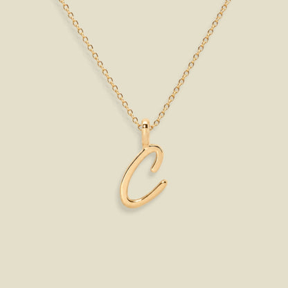 Script Initial Charm Necklace