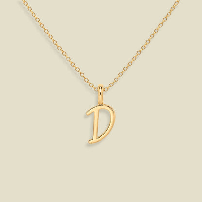 Script Initial Charm Necklace