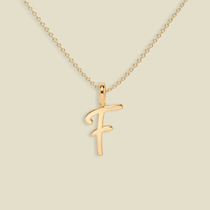 Script Initial Charm Necklace