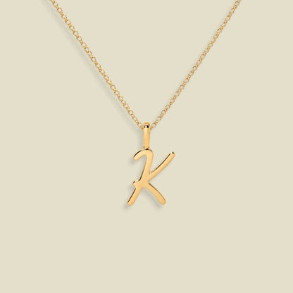 Script Initial Charm Necklace