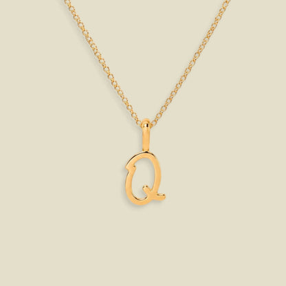 Script Initial Charm Necklace