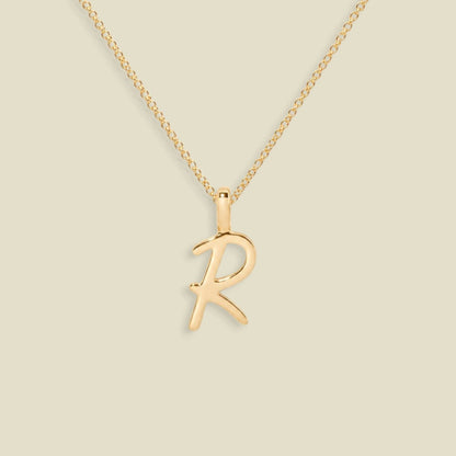 Script Initial Charm Necklace