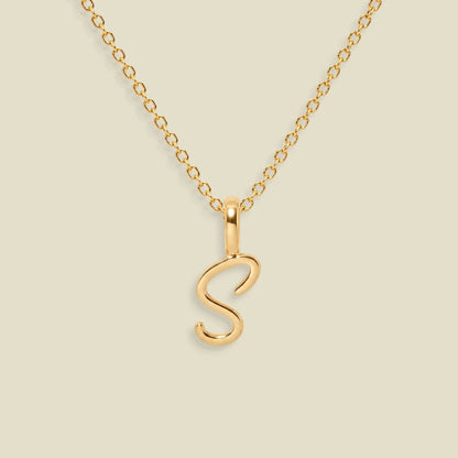 Script Initial Charm Necklace