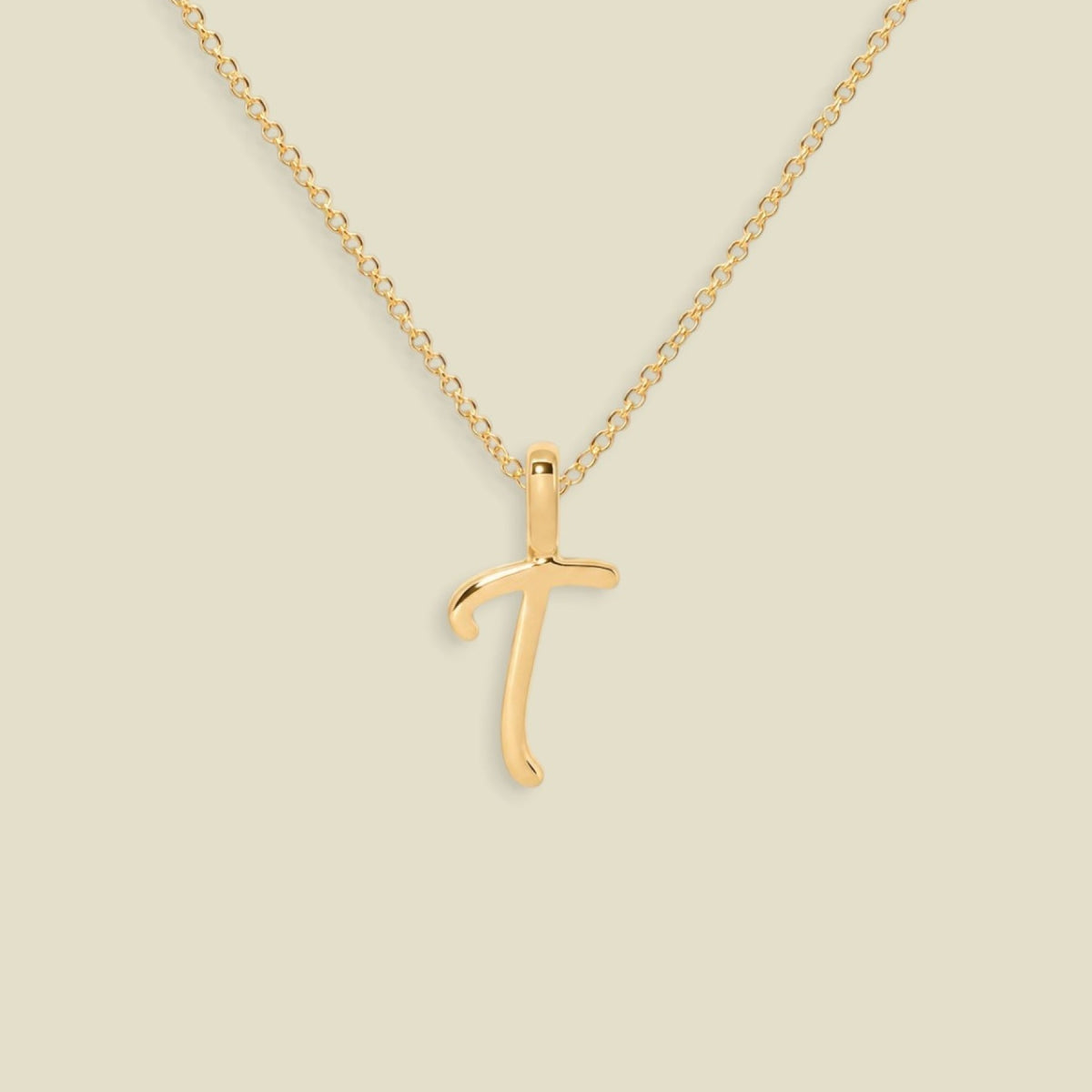 Script Initial Charm Necklace