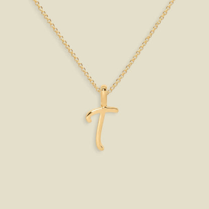 Script Initial Charm Necklace