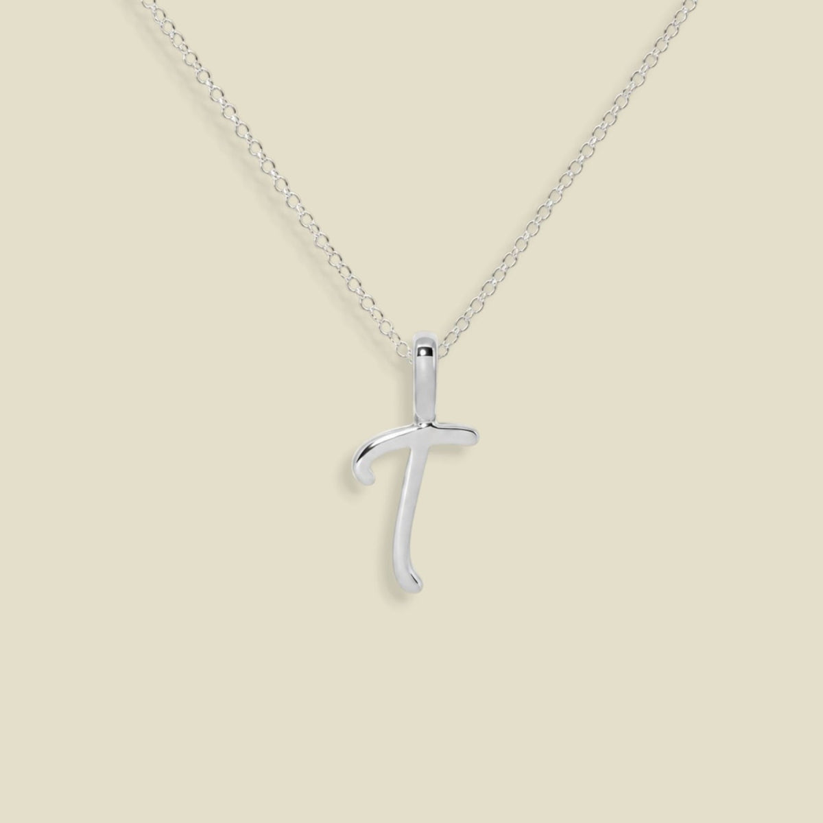 Script Initial Charm Necklace