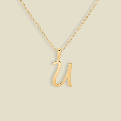 Script Initial Charm Necklace