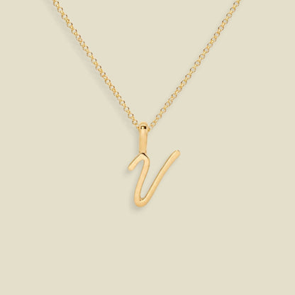 Script Initial Charm Necklace