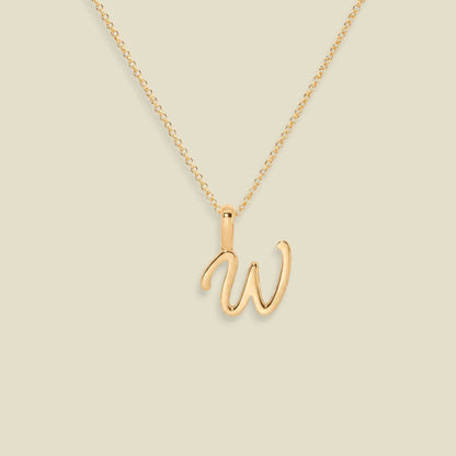 Script Initial Charm Necklace