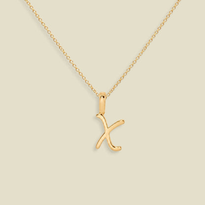 Script Initial Charm Necklace