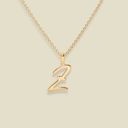 Script Initial Charm Necklace