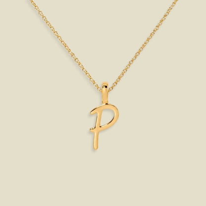 Script Initial Charm Necklace