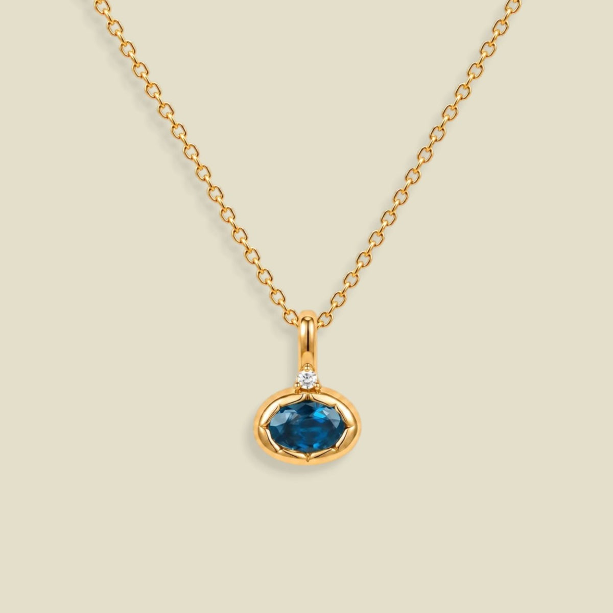 September Oval Birthstone Charm Necklace