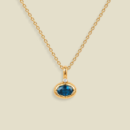 September Oval Birthstone Charm Necklace