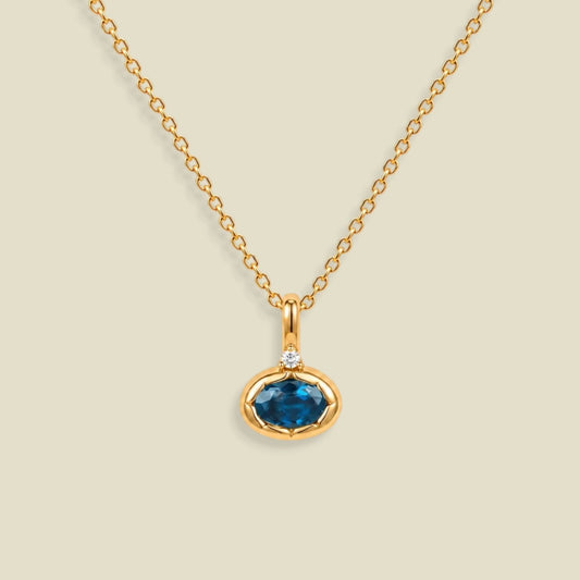 September Oval Birthstone Charm Necklace