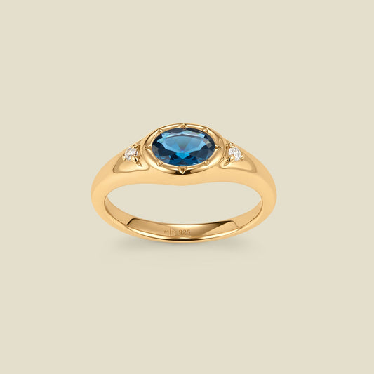 September Oval Birthstone Signet Ring