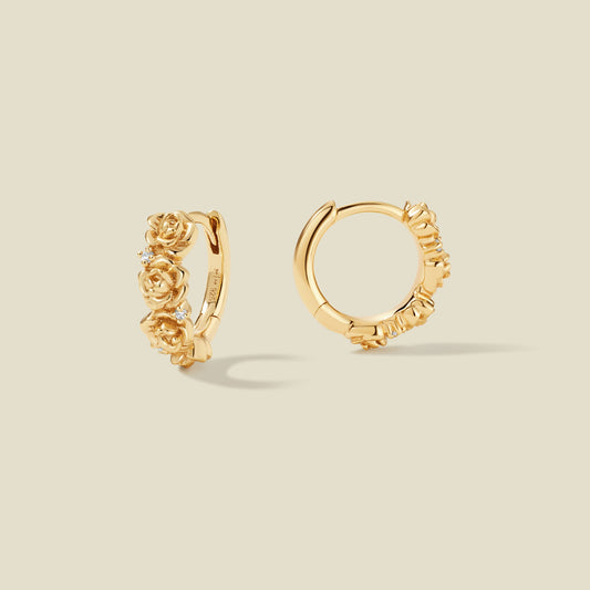 September CZ Birth Flower Huggie Hoop Earrings