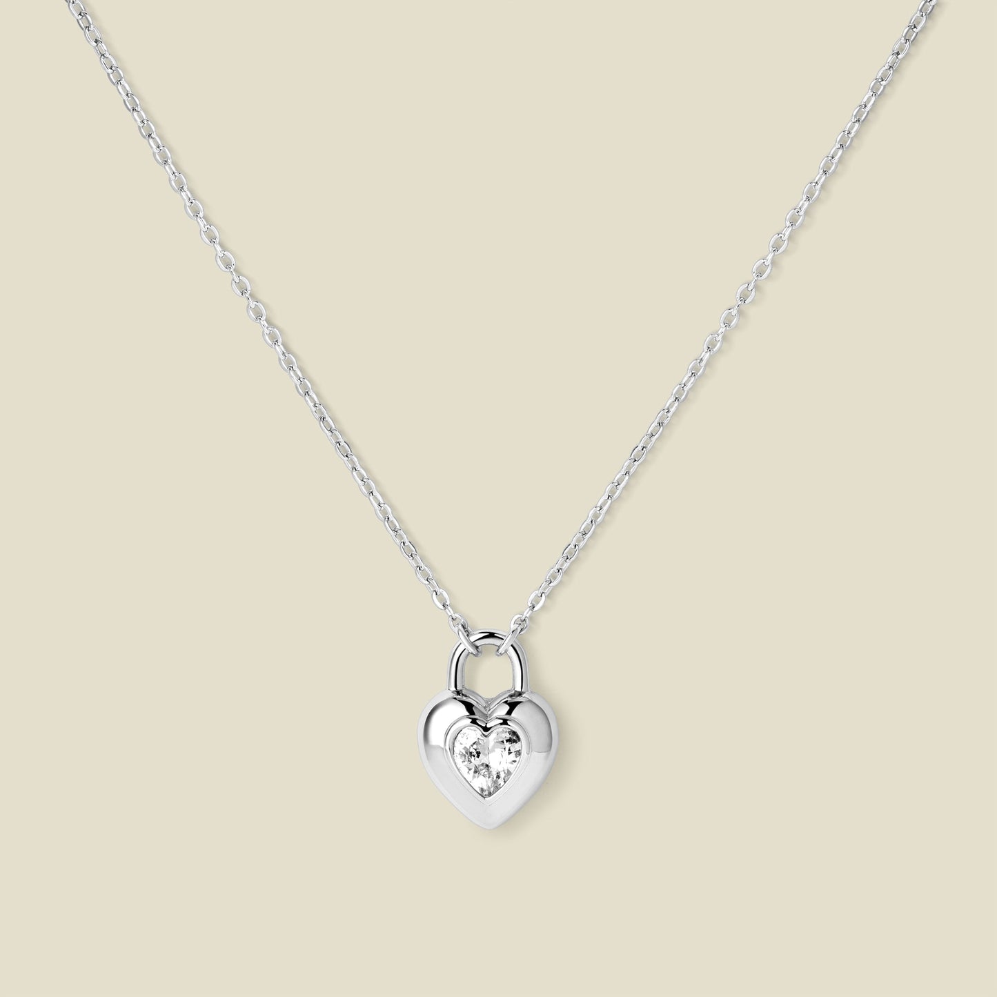 CZ Padlock Heart Necklace