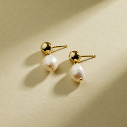 Drop Pearl Stud Earrings