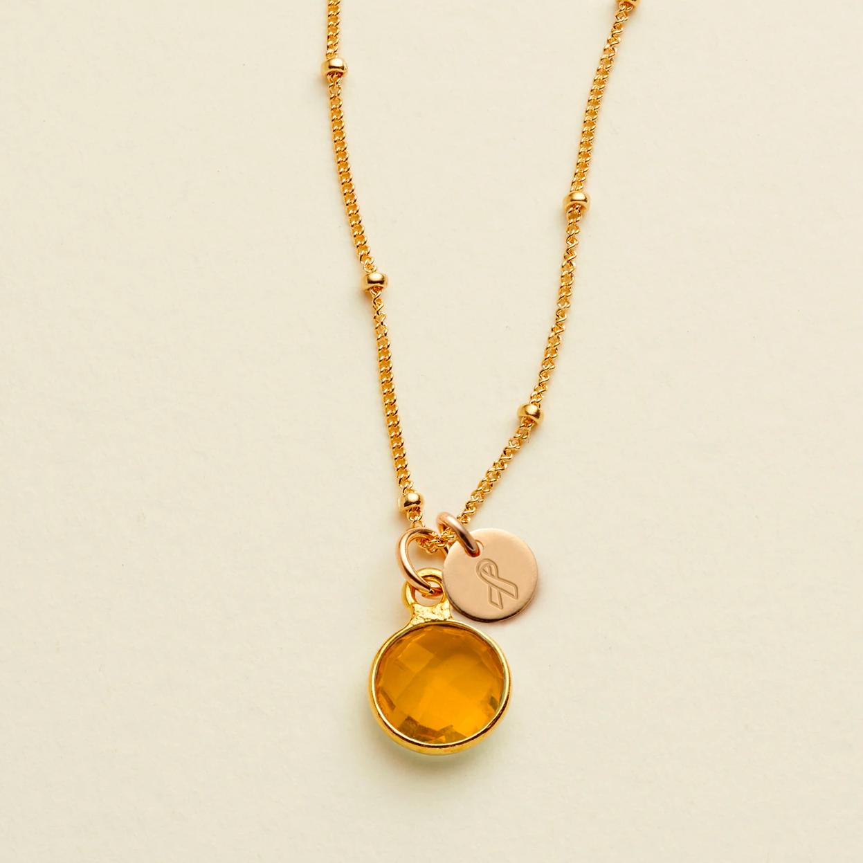 Cancer Awareness Necklace Gold Filled / Bone Necklace