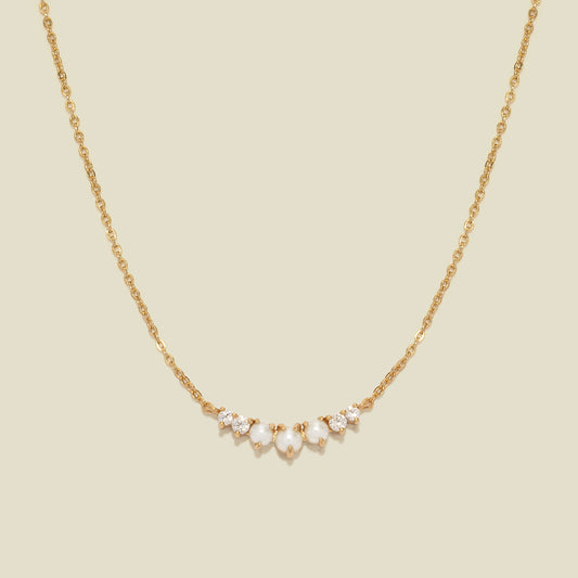 Crescent Pearl Necklace Gold Vermeil Necklace