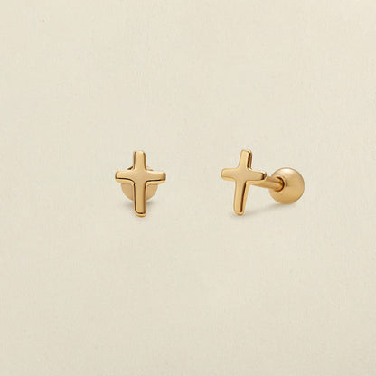 Cross Stud Earrings Gold Vermeil Earring