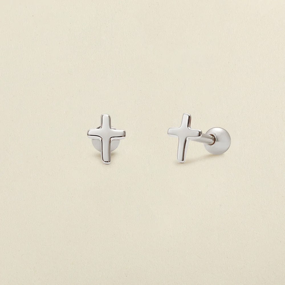 Cross Stud Earrings Silver Earring