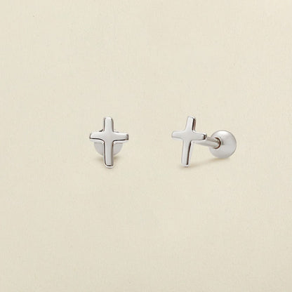 Cross Stud Earrings Silver Earring