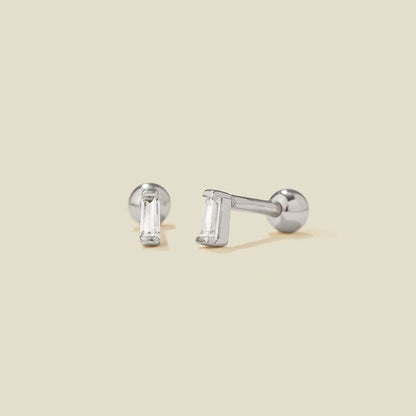 CZ Baguette Stud Earrings Silver Earring