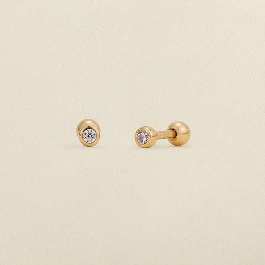 CZ Bezel Stud Earrings Gold Vermeil Earring