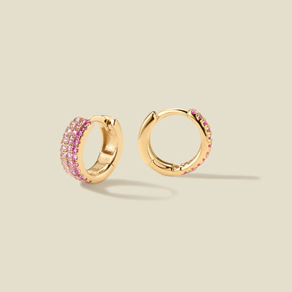 CZ Pink Pavé Huggie Hoop Earrings Gold Vermeil Earring