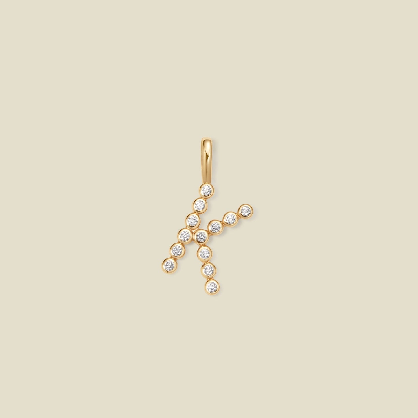 CZ Poppy Initial K Charm Gold Vermeil Add Ons