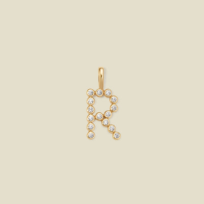 CZ Poppy Initial R Charm Gold Vermeil Add Ons