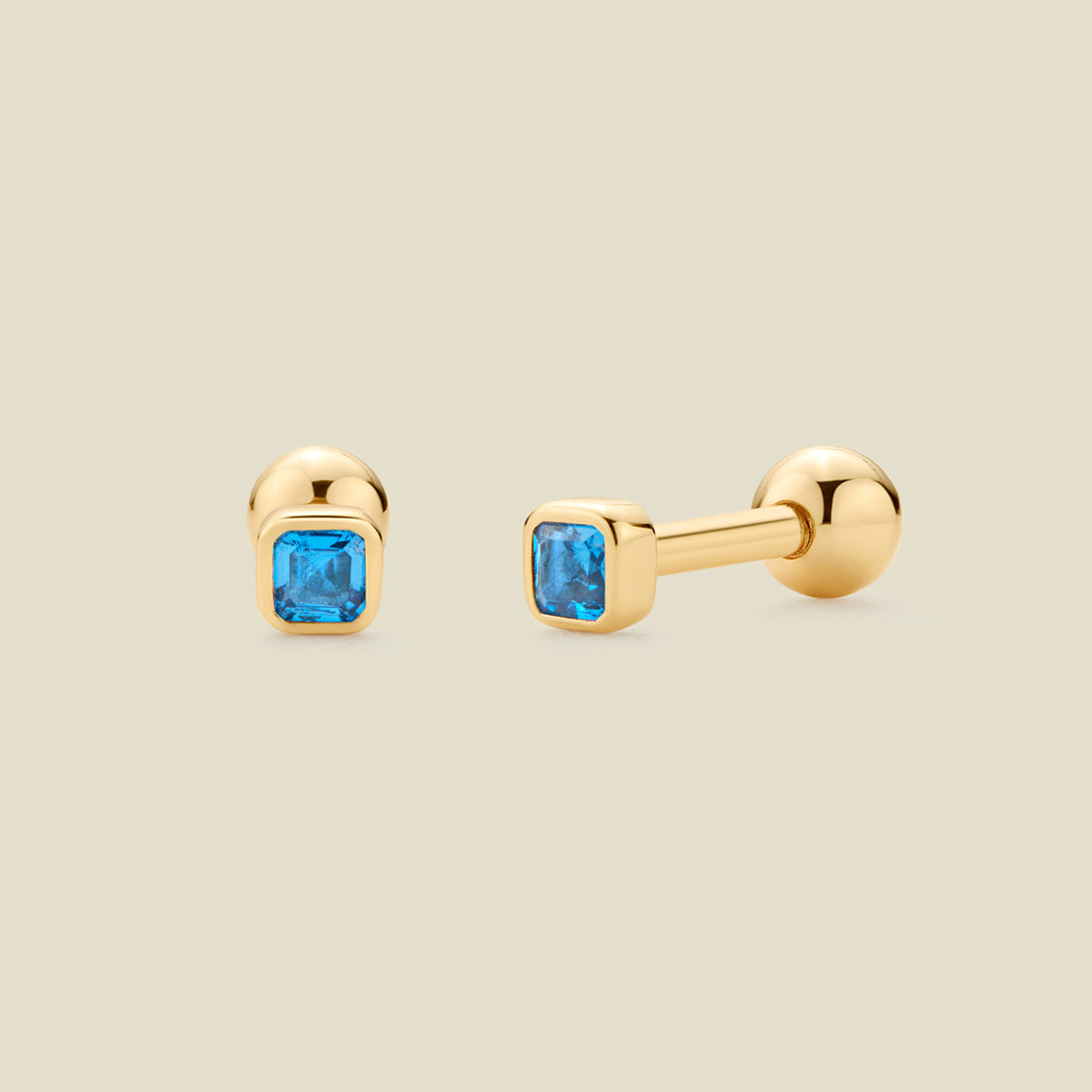 December Birthstone Stud Earrings Gold Vermeil Earring