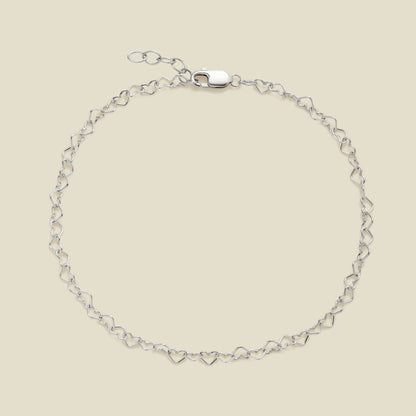 Heart Chain Bracelet Silver / 6.5" Bracelet