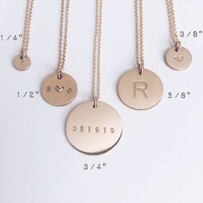 Initial Disc Necklace | 3/8" Disc