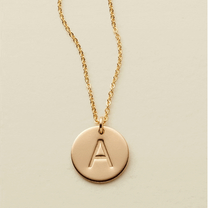Initial Disc Necklace - 1/2" Necklace