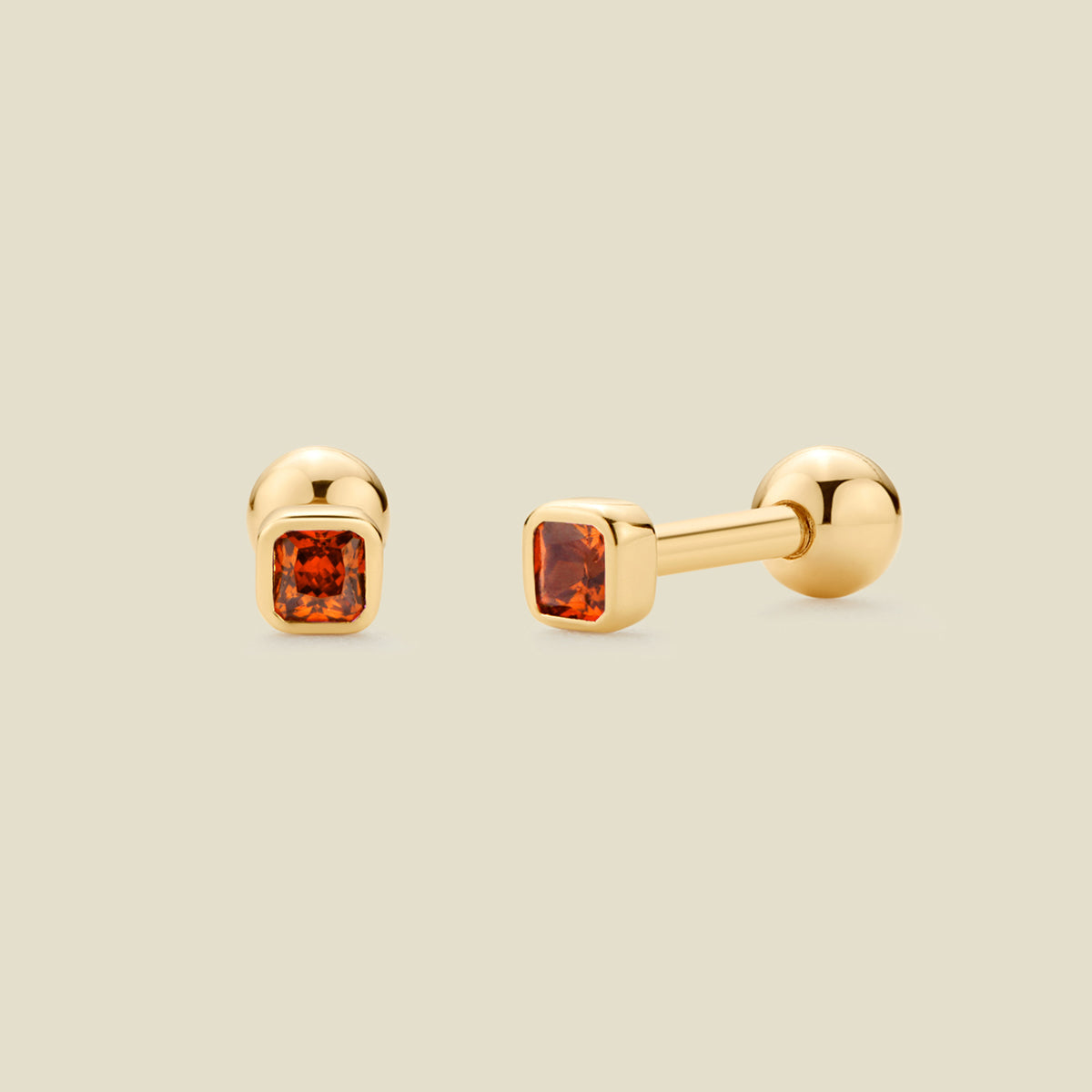 January Birthstone Stud Earrings Gold Vermeil Earring