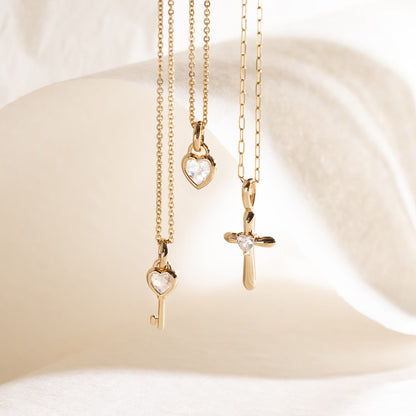 CZ Heart Cross Charm