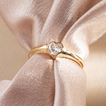 CZ Heart Signet Ring