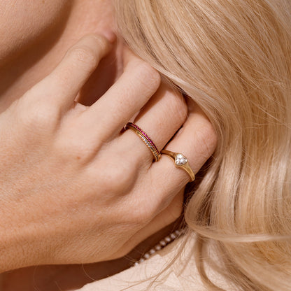 CZ Heart Signet Ring