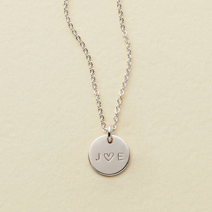 Love Disc Necklace Silver / 3/8" / 16"-18" Necklace