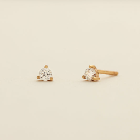 Luxe 3-prong Stud Earrings Gold Vermeil Earring