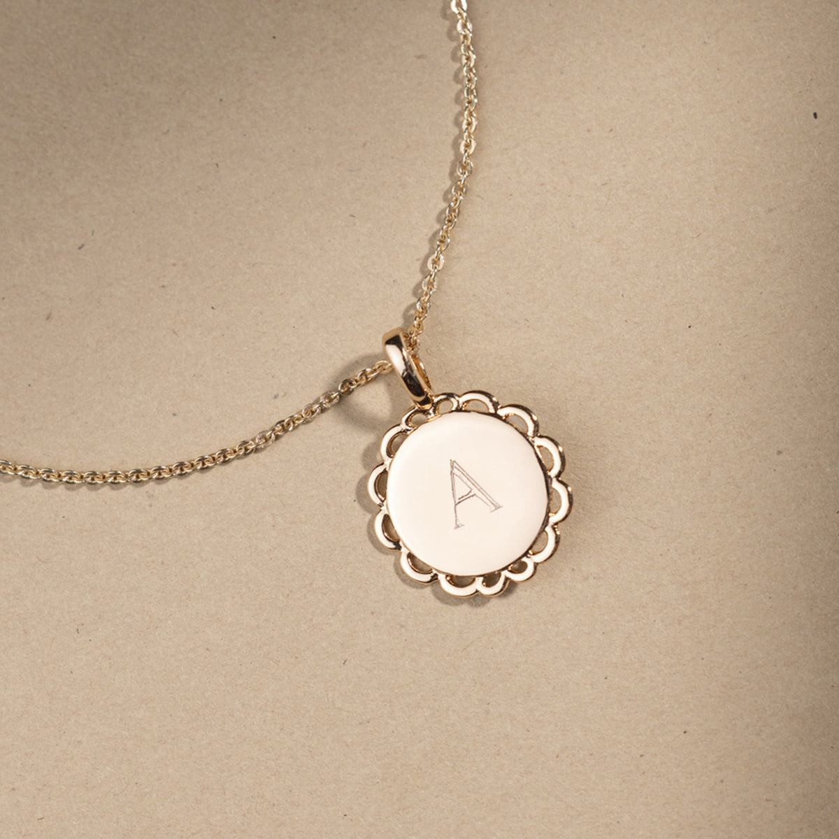 Engravable Ornate Circle Charm Necklace
